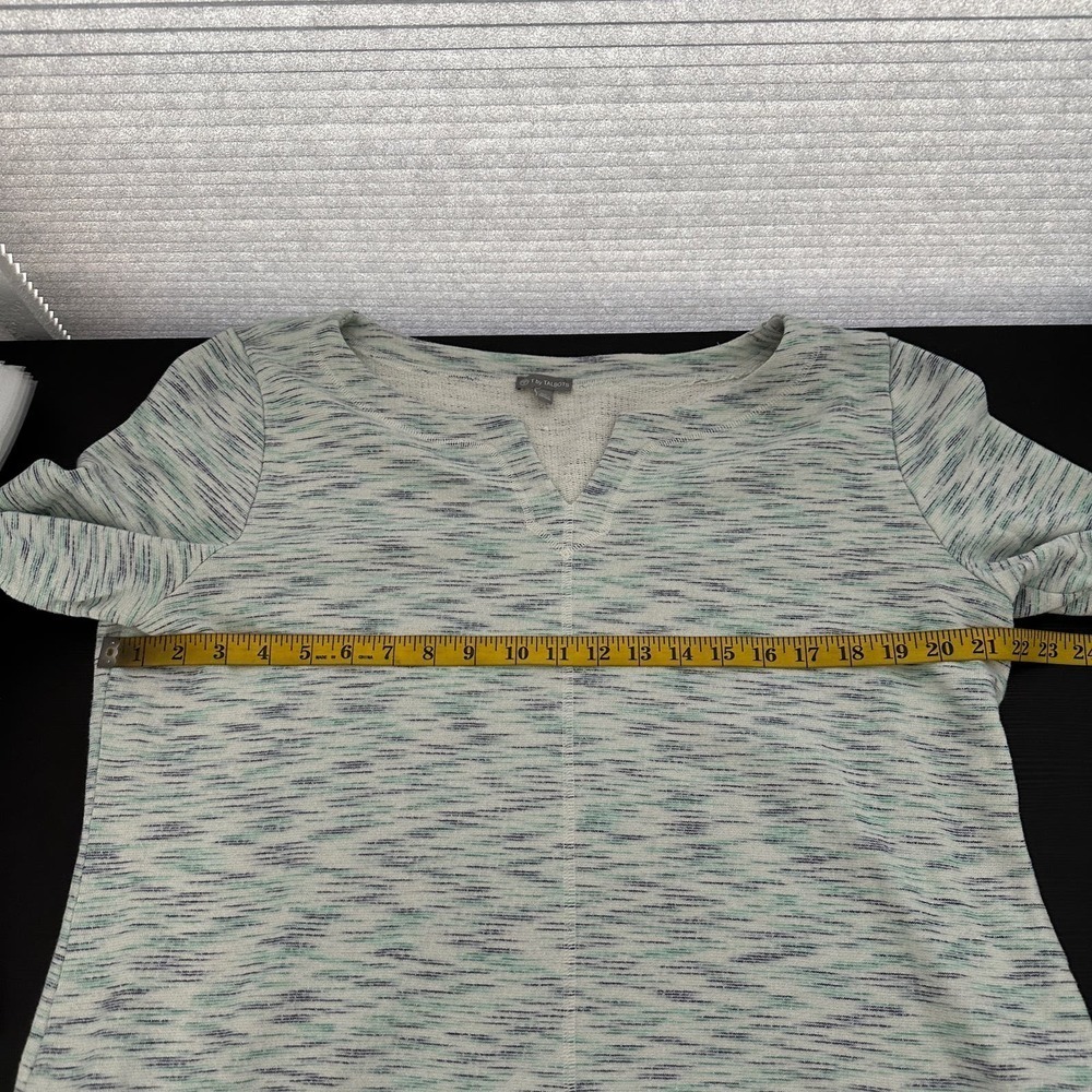 Talbots Cream Green Space Dye Metallic Side Button Pullover Sweatshirt Size XL - Picture 10 of 11